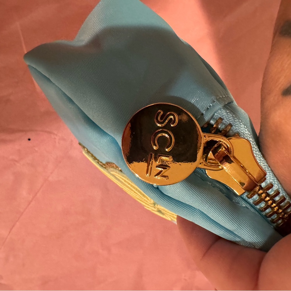 Stoney Clover Lane Blue Pouch with Gold Zipper - Picture 4 of 5
